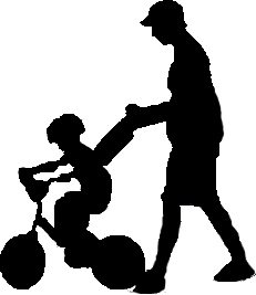 teaching child to ride bike with training wheels